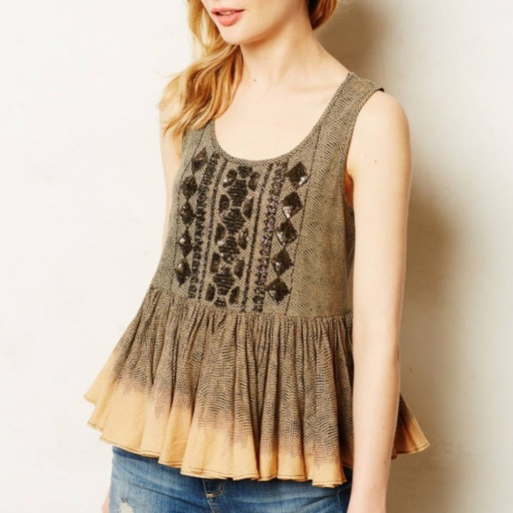 Anthropologie Akemi & Kim Sequin Peplum Top